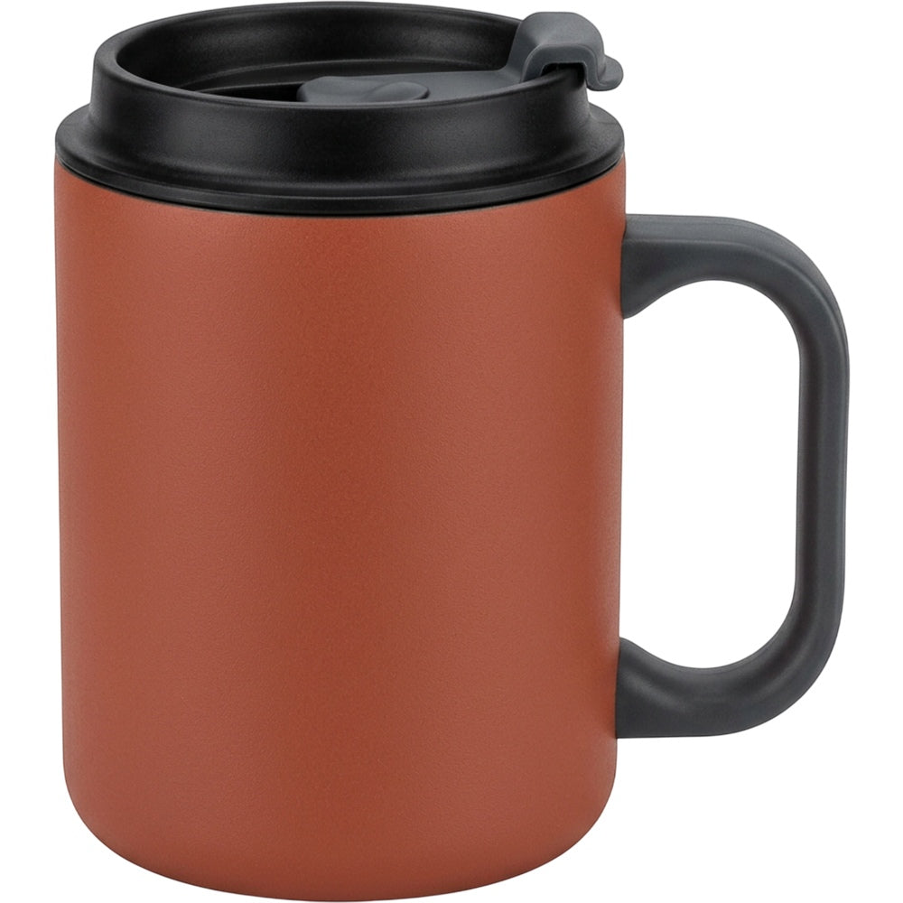 Jndvg Handled Flip-Sip Double-Wall Travel Mug 18 oz Terracotta Charcoal - Product view